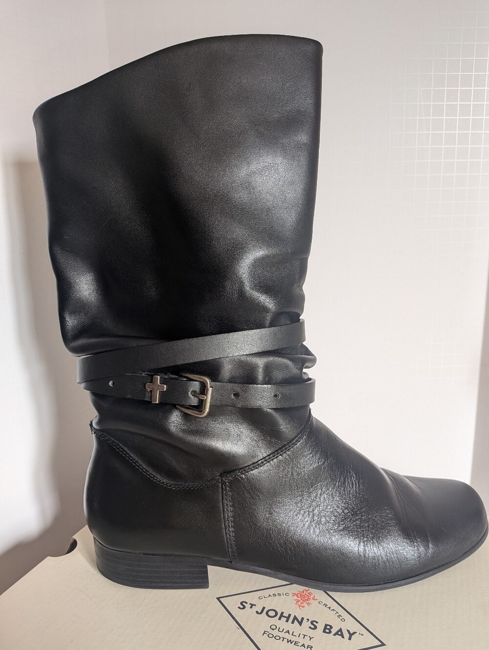 St John's Bay Black Slouch Boots, Sz 11, EUC